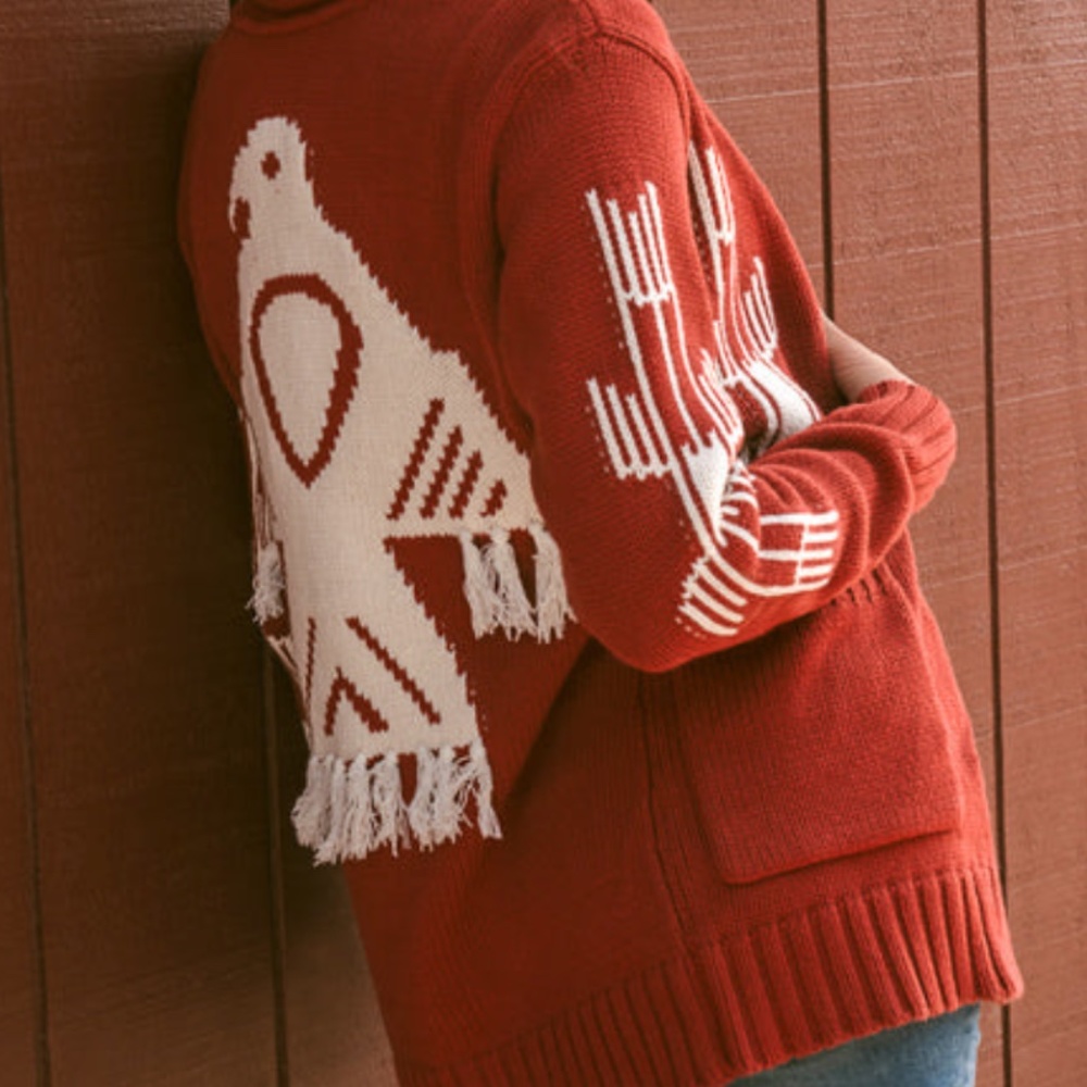 IDYLLWIND BY MIRANDA LAMBERT in CHILI Soaring Eagle Cardigan Sweater SMALL/P!